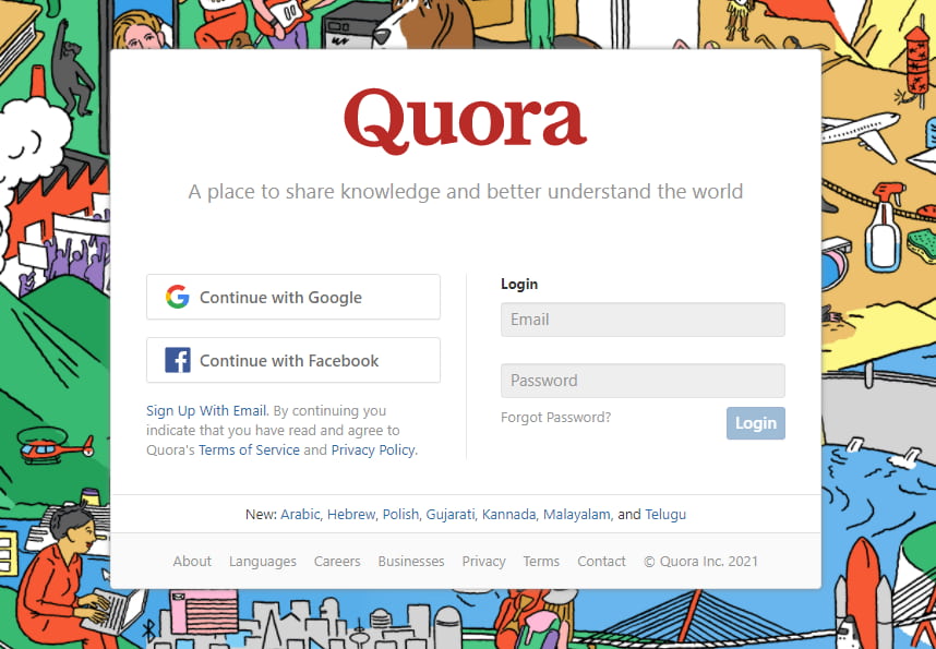 quora homepage 