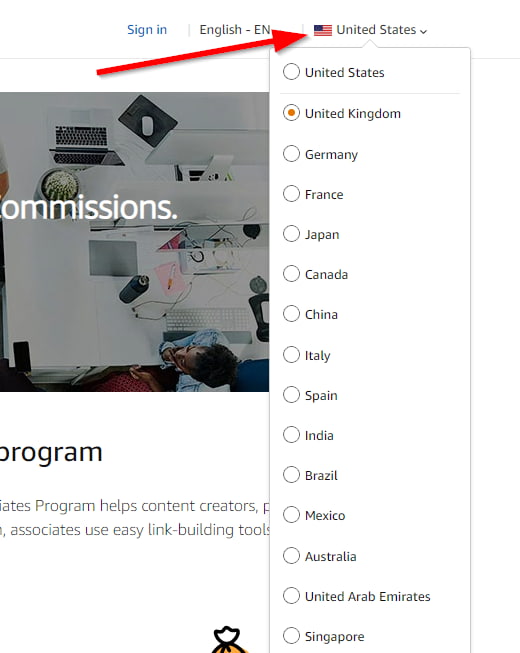 amazon associates locate